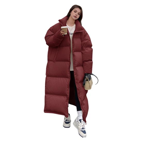 Zimní péřový kabát Zesílený Polstrovaný Stojáček Ochrana krku Kapsy Zapínání na zip Větruodolné Udržování tepla Denní oblečení za chladného počasí Bavlna