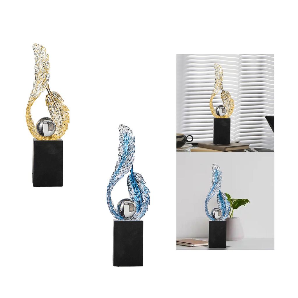 Feather Figurine, Decorative Ball Sculpture for Office And Home Display