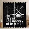 Ice Hockey Curtain Living Room Pucks Sports Ball Games Panel Winter Extreme Sport Theme Curtains Drapes Blackout Polyester Ideal For Sitting