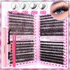 Lash Bond Asend Seal Eyelash Clusters Lasting Double-Ended Fixed Eyelash Glue Remover Tweezers Kit Eyelash Curler Brush Kit Tool