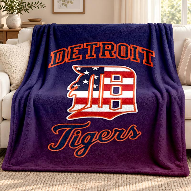 Detroit Tigers Blanket Flannel Blanket Soft Cozy Plush Throw for Sofa Bed Lightweight Home Decoration Outdoor Camping