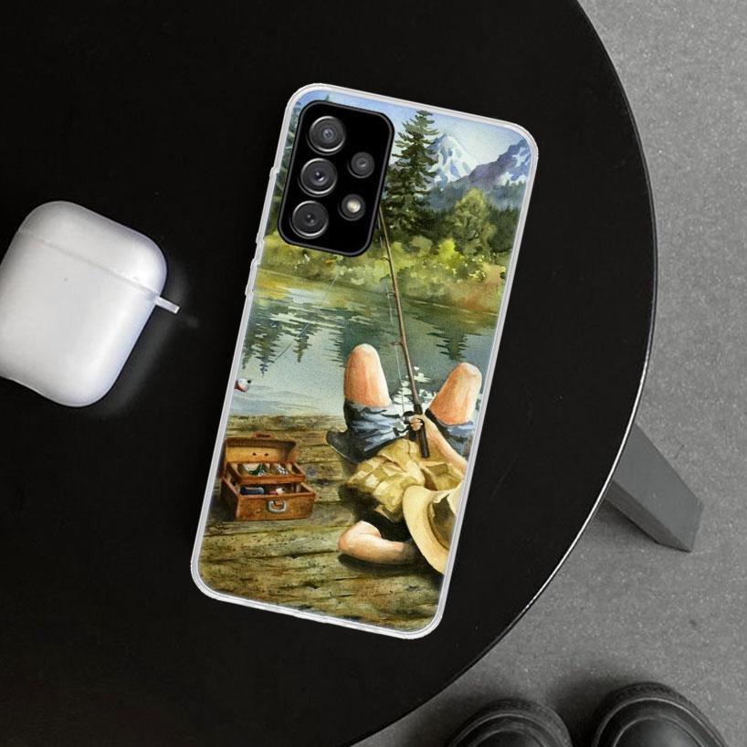 

Offshore Angling Fishing Fish Rod Phone Case Cover for Samsung Galaxy A12 A22 A32 A52 A72 A02S A51 A50S A31 A20S A10S Note 20 Ul Samsung A10S