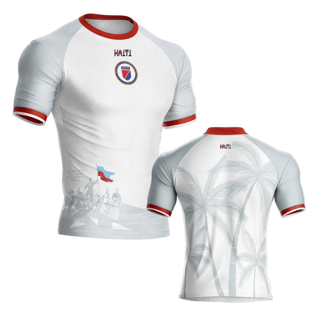 MDHAO xin nan zhuang  3D txu 2026 Ha&iuml;ti Voetbal Stijl Shirt Korte Mouw Sport T-shirt Sportschool Training Workout Atletisch Fitness Sneldrogend Sportkleding XL