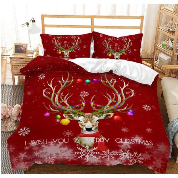 Santa Claus Bed Three-Piece Set, Digital Print Quilt Cover Sheet Set