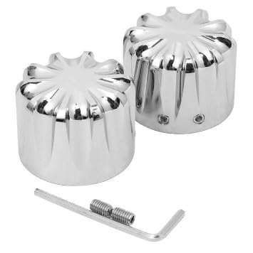 CNC Aluminum Front Axle Nut Covers for Harley-Davidson Sportster, Street Glide, Iron XL, 883, and 1200 (Type C) - Set of 2 [Parallel Import]
