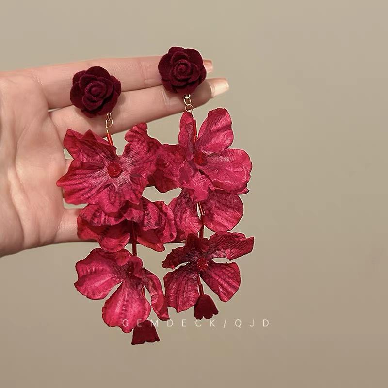 Colorful Dopamine Fabric Beaded Earrings – Women's Studs, Seaside Vacation Style, Ear Clips