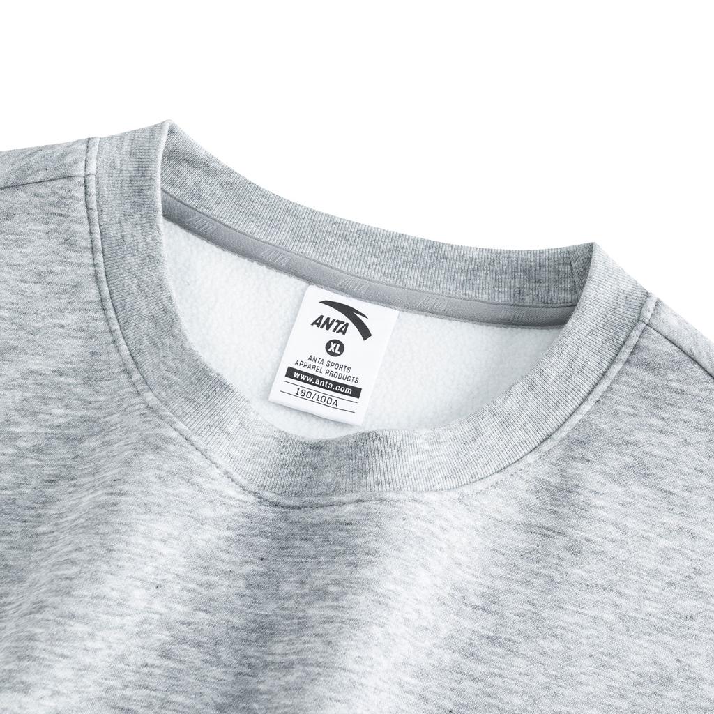 Anta Outdoor Casual Logo Print Fleece Thick Pullover Sweatshirt Men sweatshirt 952548703-2