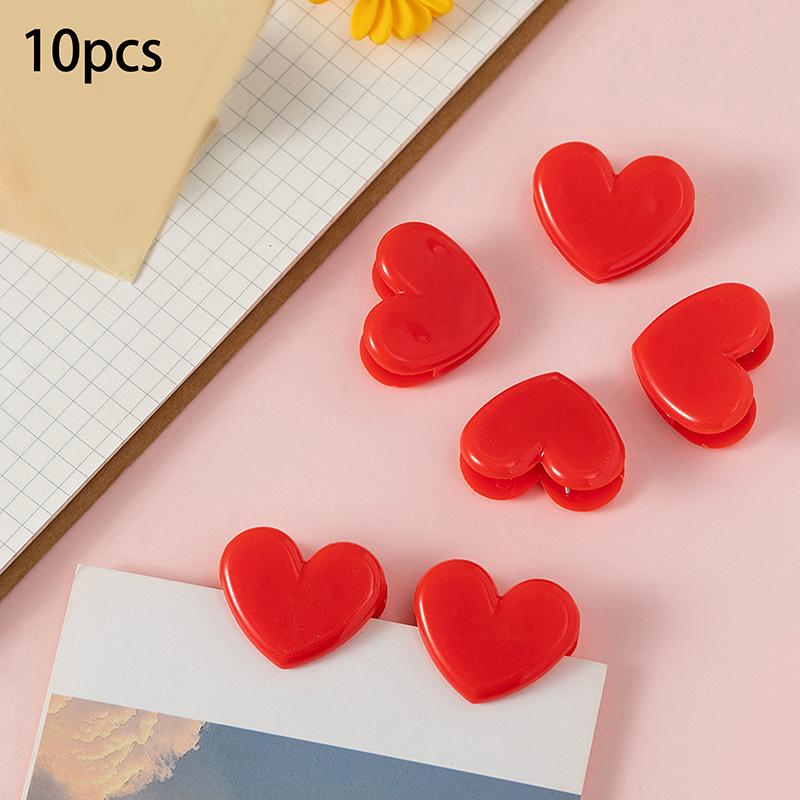 10Pcs Heart Shape Bulldog Grip Clips Food Bag Sealing Clamp Paper File Ticket Binder Photo Organizer Kitchen Office School