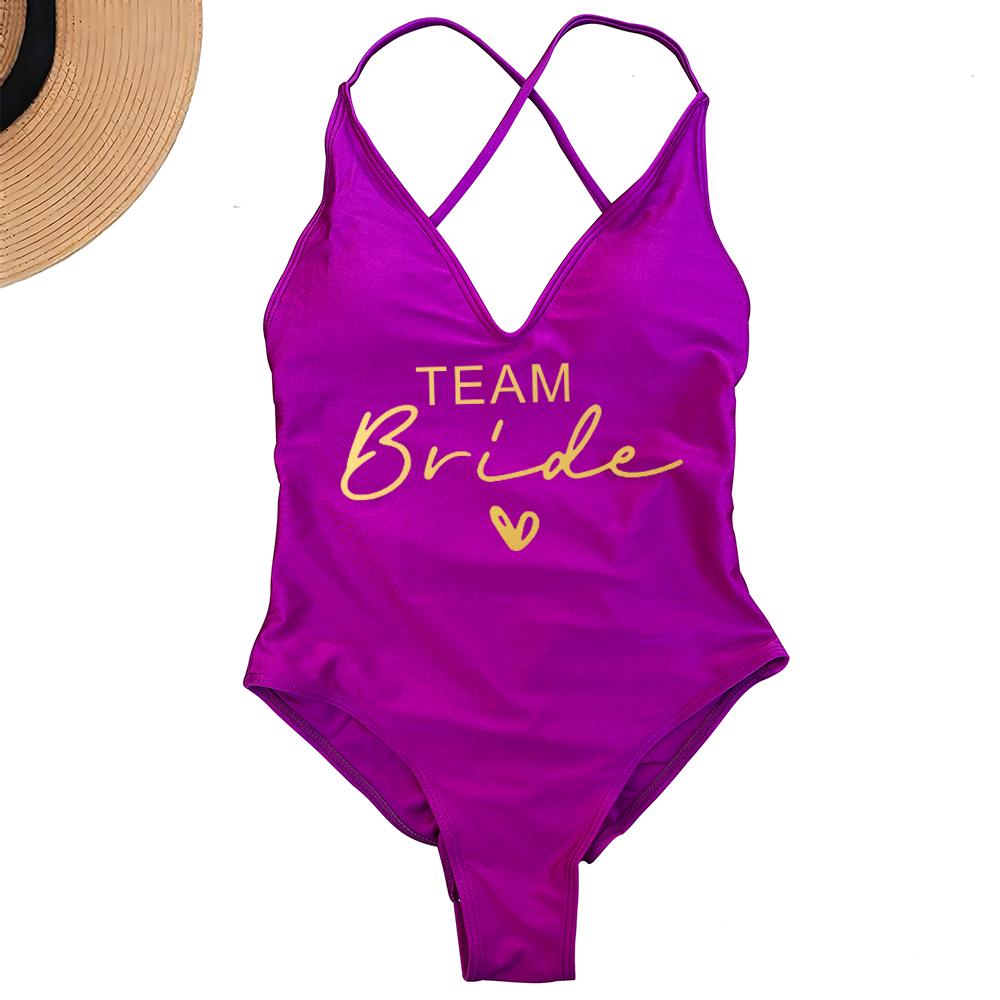 Sexy Padded One Piece Swimsuit Women Team Bride Swimwear Bikini Summer Bathing Suit Plus Size Beachwear Bachelorette Party Lady