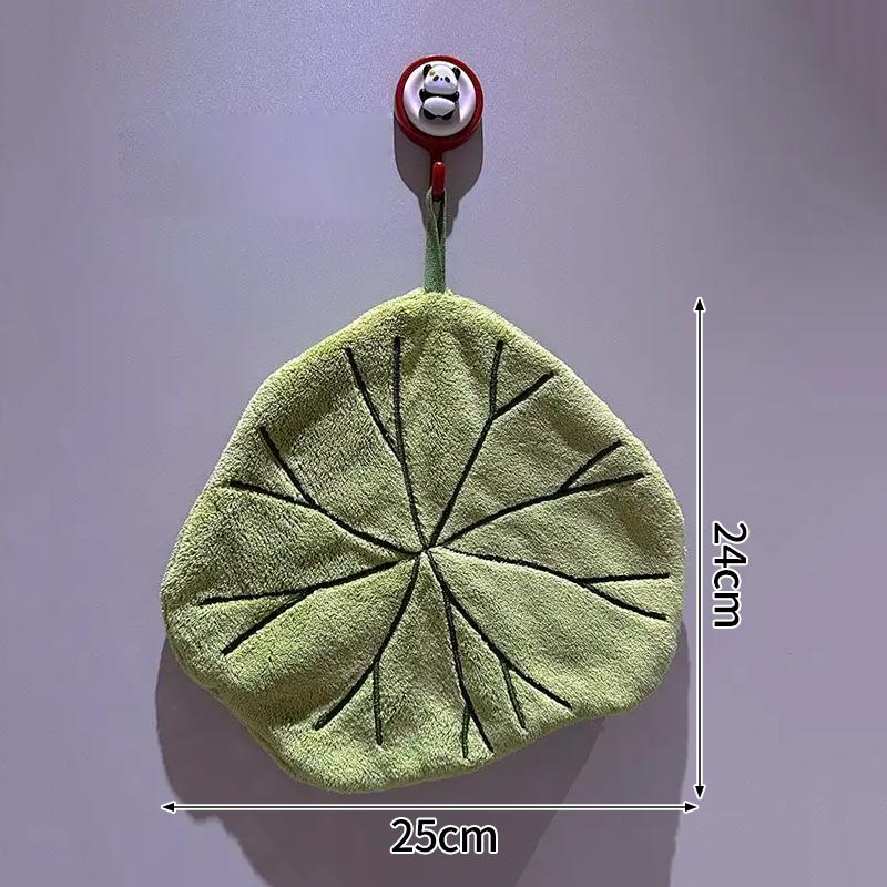 Thickened Plush Kitchen Towel Infusion Shaped Washable Clear Plant Print Hanging Absorbent Towel Household Decorative Towel