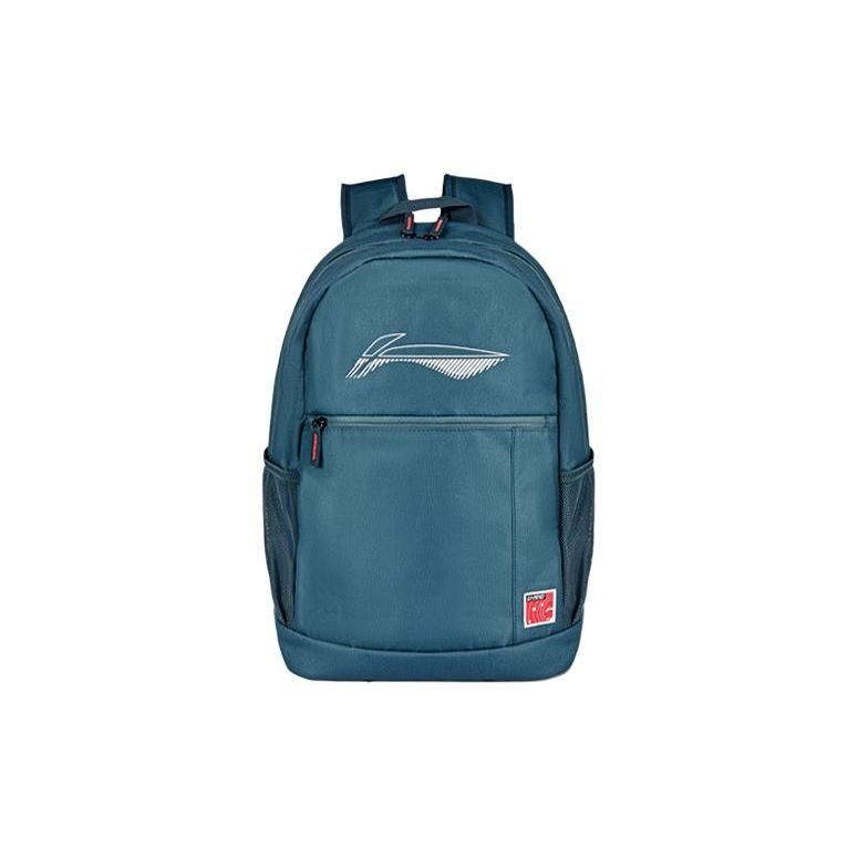 Lining Sports Lifestyle Series Solid Color Simple Convenient Sports Casual Zipper Backpack Unisex Backpack Lake-Green ABST173-2 Green Lake Blue