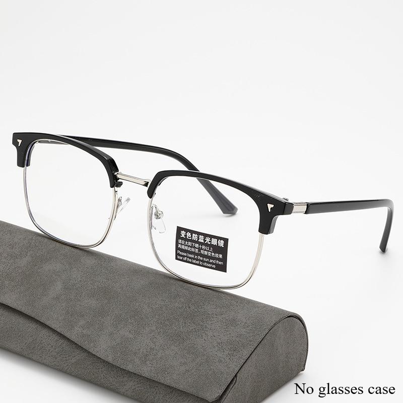 Pochromic Anti Radiation Glasses for Men and Women Simple Square Anti-blue Transition Eyeglasses Outdoor Shade Sunglasses