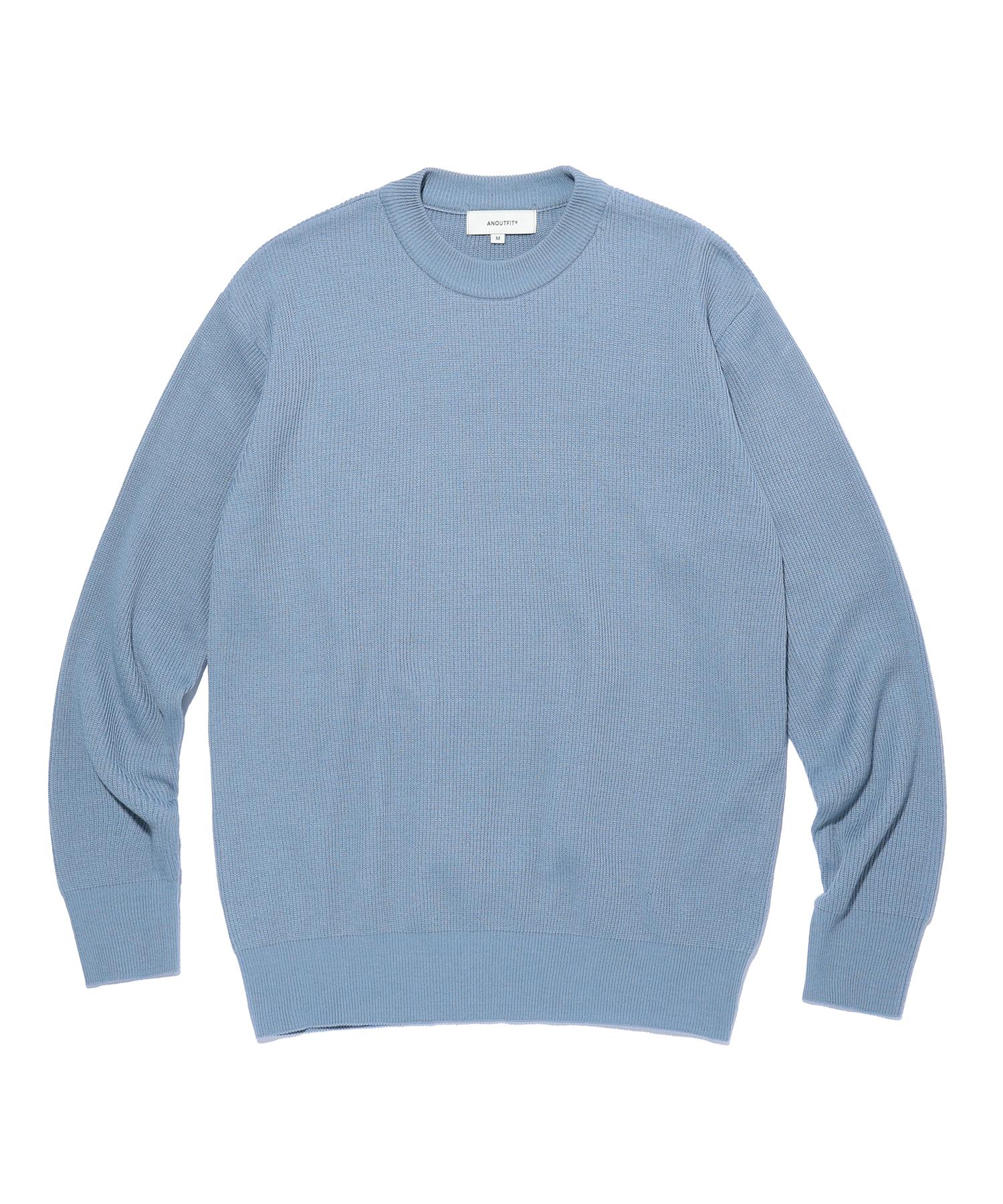 Un Outfit Cotton Crew Neck Knit Blue Blue/M