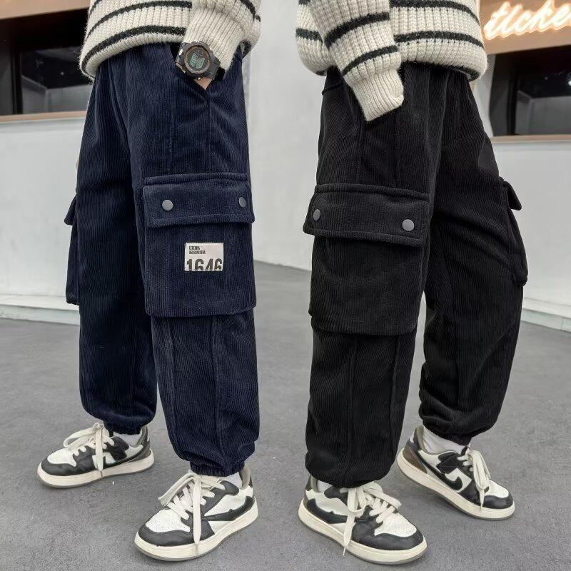 Boys' Pants 2025 Spring Autumn Trendy Children's Corduroy Pants Big Kids Sweatpants Loose Cargo Pants Trendy