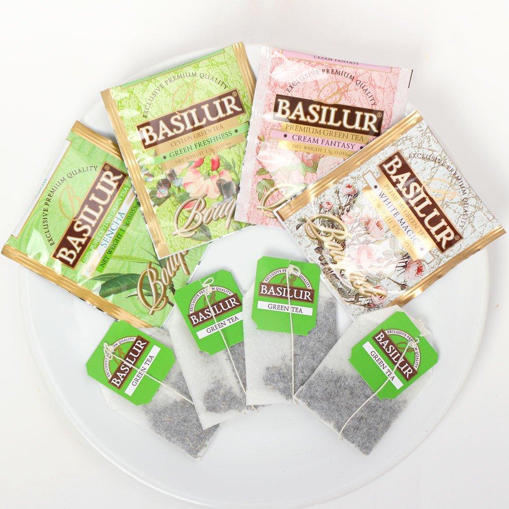 [Gift] Basil Tea Bouquet Sort Book, Flavored Tea (Green Tea Base & Sencha), 4 Varieties x 8 Bags (32 Bags Total), Mother's Day Gift