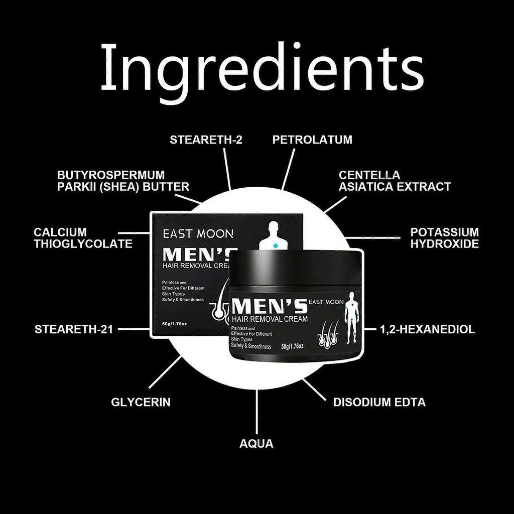 Limited time!!East Moon Men's Hair Removal Cream For Armpit, Leg, And Chest Hair  Gentle, Non-Irritating, Portable Hair Removal