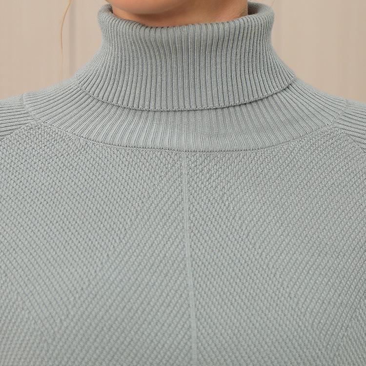 Solid Color High Neck Sweater & Wide Leg Pants Set - Women's 2024 Autumn/Winter Two-Piece