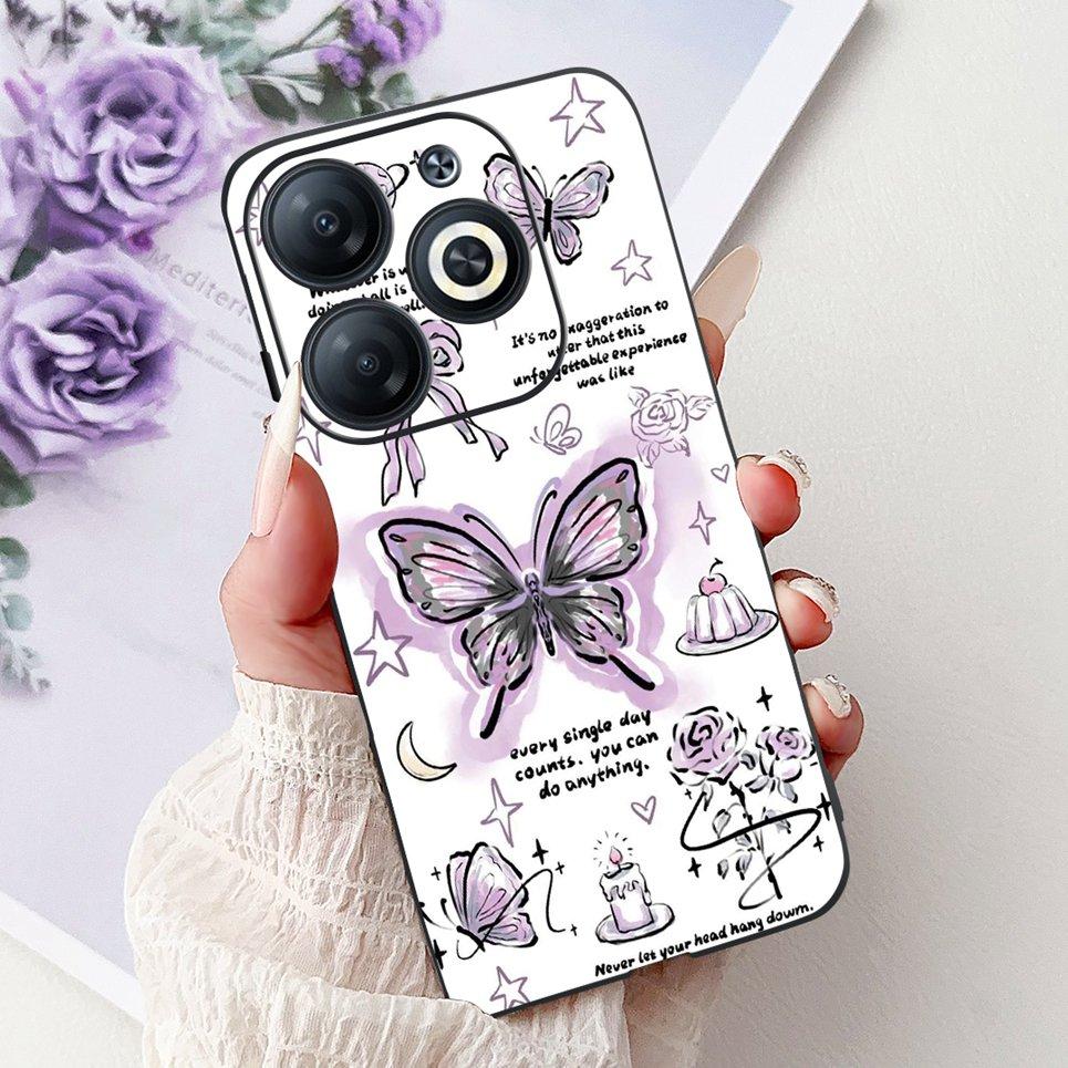 Cover For Infinix Smart 8 X6525 Back Casing Smart8 Colorful Butterfly Flower Luxury Painting Phone Case Transparent Soft TPU