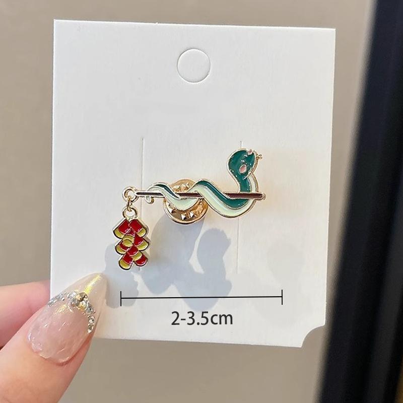 Year Cute Snake Brooch Metal Badge Cartoon Brooch Bags Clothing Accessories