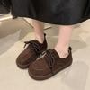 Leather platform women's shoes new autumn casual flat-bottomed Boken single shoes Doudou shoes