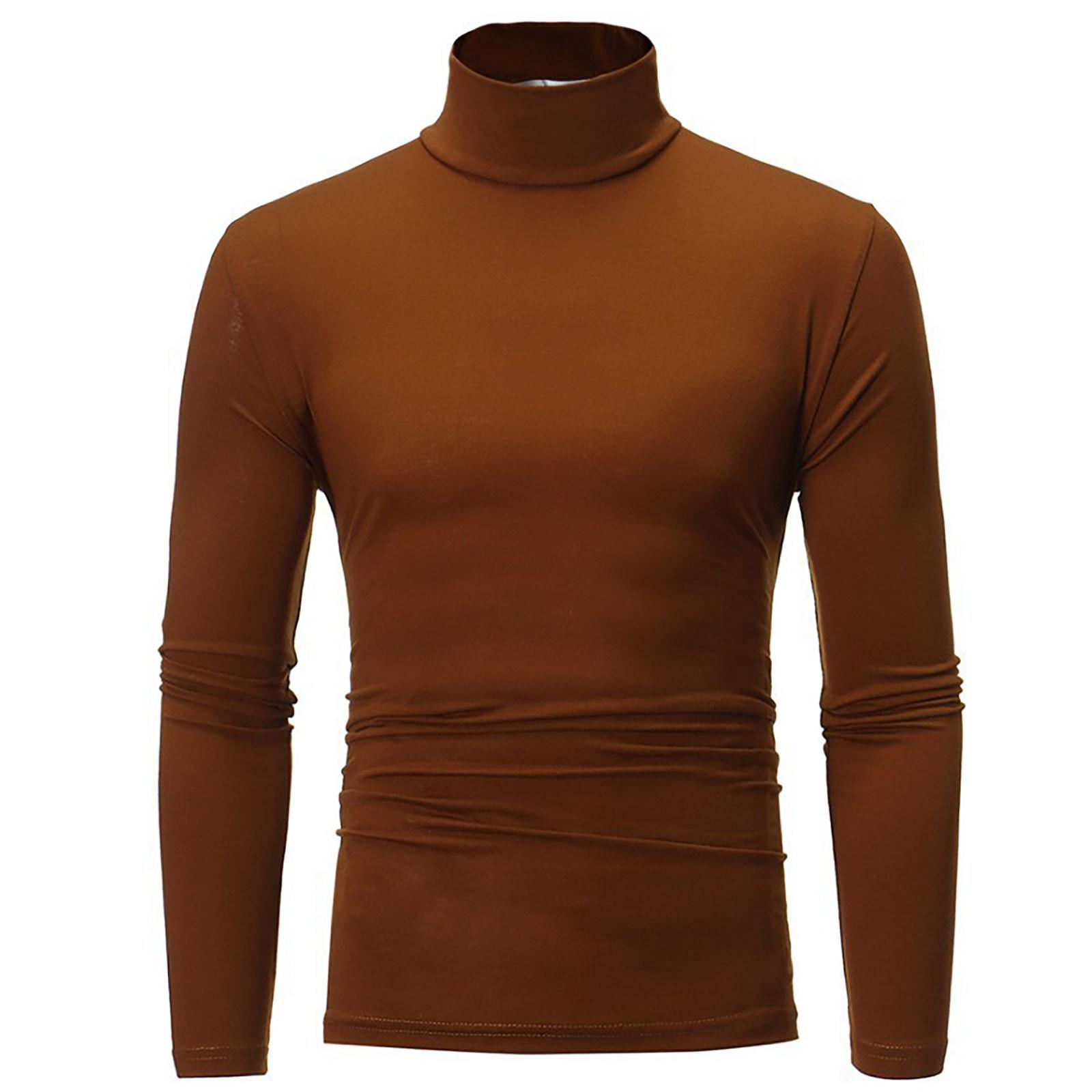 Clothing kaleidoscope Men's Warm T-shirt Long Sleeved Warm Top Winter Sweater Warm Sports Shirt Casual Underwear High Neck Shirt Sports Top Sports Shirt XL koffie