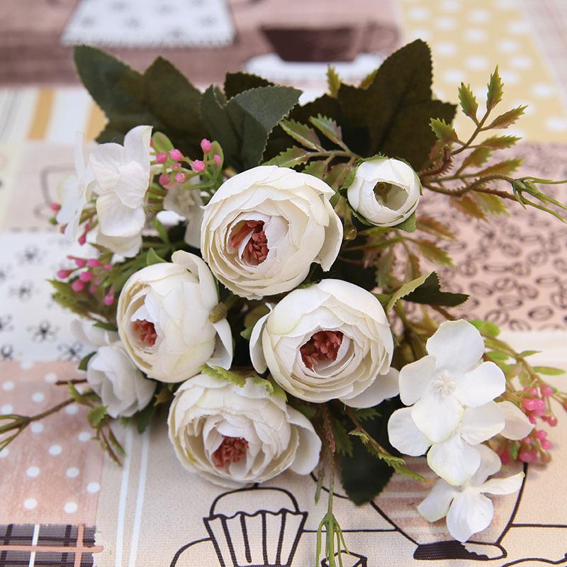 LA100 European Style Handmade Artificial Silk Peony Small Handle High Quality Wedding Decoration Bouquet for Home Back To School