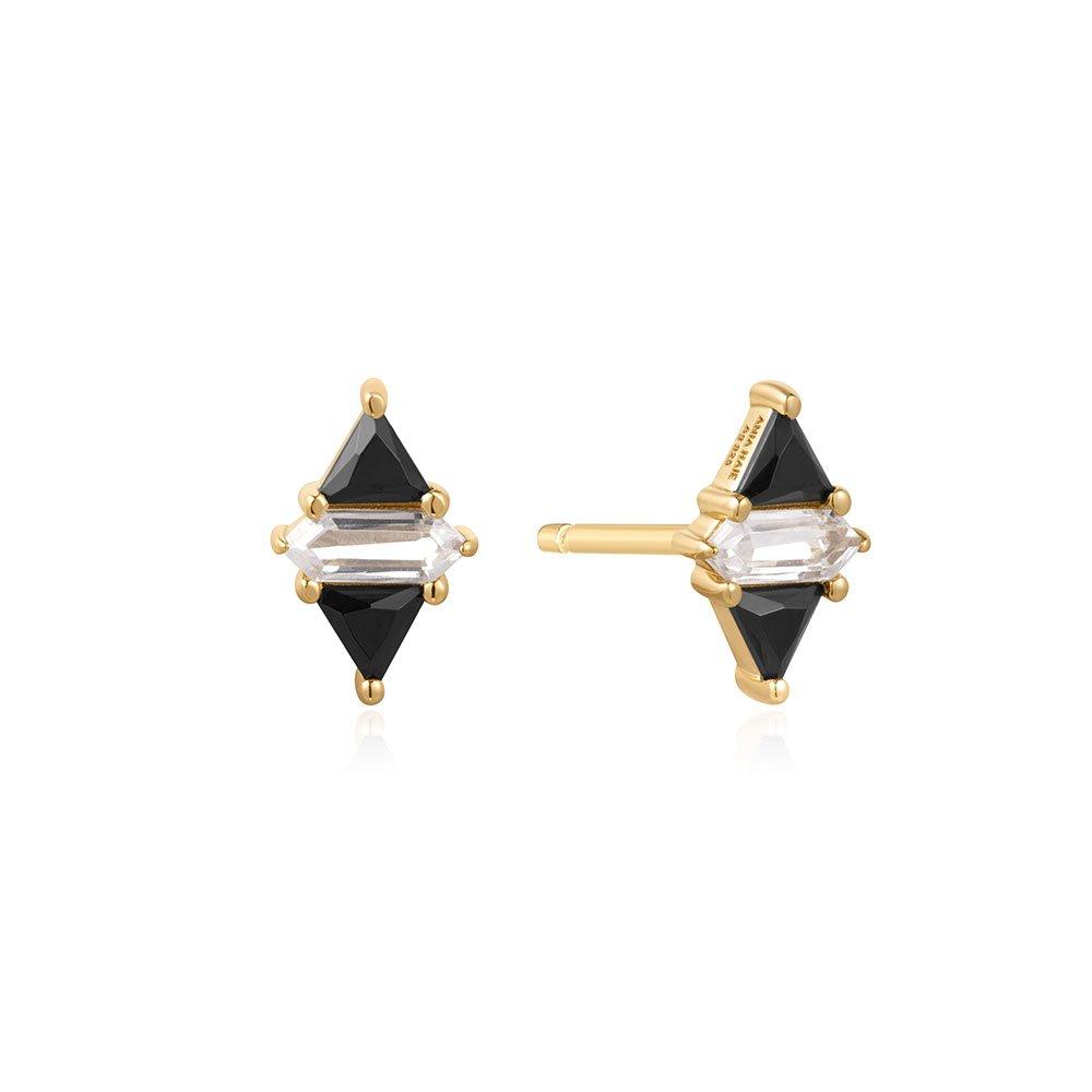 [Worn by Infinite's Nam Woohyun] Triangle Black and White 925 Silver Stud Earrings E059-07G