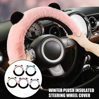 Coprivolante Invernale per Auto 38cm Caldo Morbido Peluche Auto Auto Orecchio Cartone Animato Copertura Volante Orso Maniglia Accessori Nuovo Antiscivolo T3s8