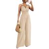 European Women's 2025 V-Neck Backless Cross-Waist Wide-Leg Jumpsuit
