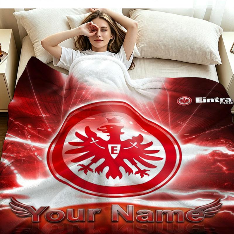 1PC Eintracht Frankfurt Custom Name Patterned Flannel Blanket Suitable For All Seasons for Home Decor Warmth and Comfort Gifts Holiday Present