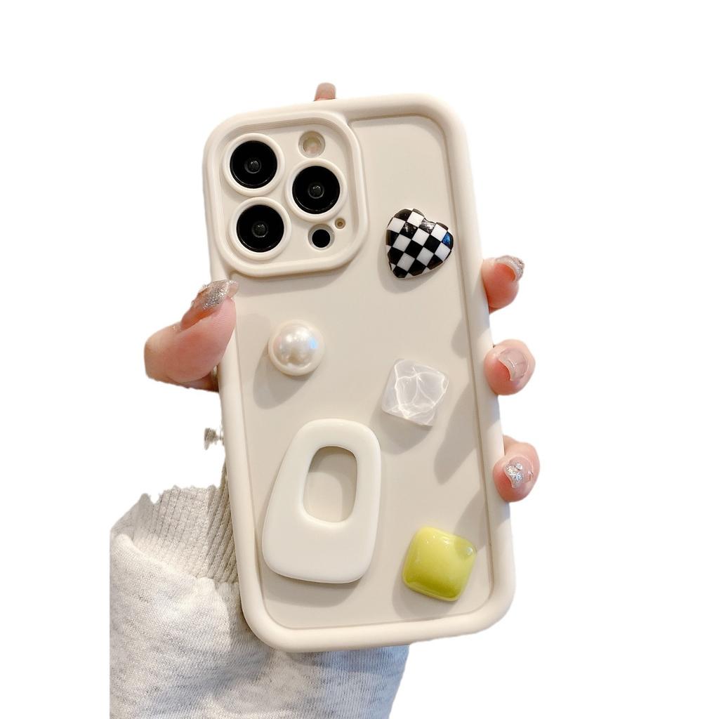 Applicable To Apple 13 16 Mobile Phone Case XR Hairpin Love Checkerboard IPhone 14 Full Inclusive Protection Case