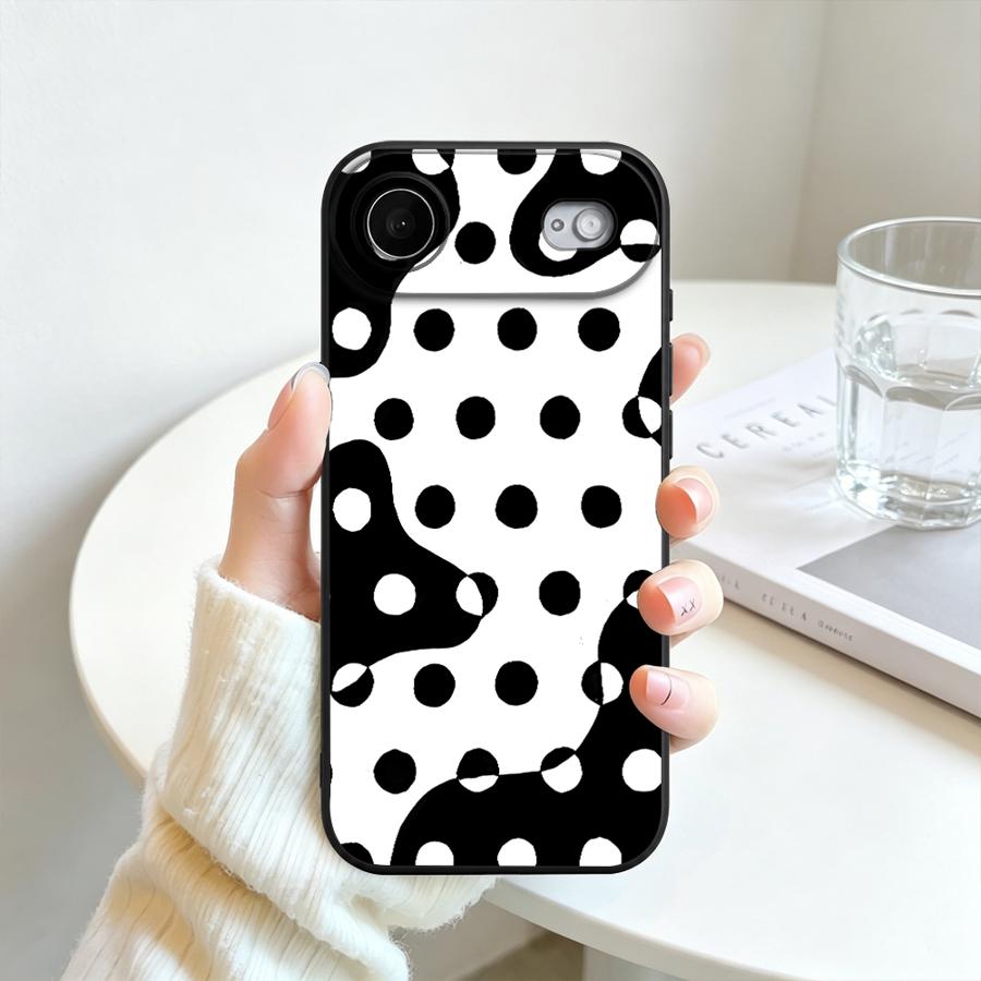 Black Dot Grid Phone Cover Case for Apple iPhone 17 18 Pro Max 15 Plus 16 18 XS XR 17e 16e 12 14 Air 13 Mini 7 8 11