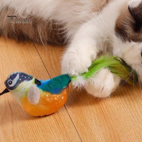 Pouncing Cat Toy Chirping Bird Interactive Simulation Electric Touch Activated Hunting Instinct Plush Teaser for Indoor Cats And Dogs Sounds