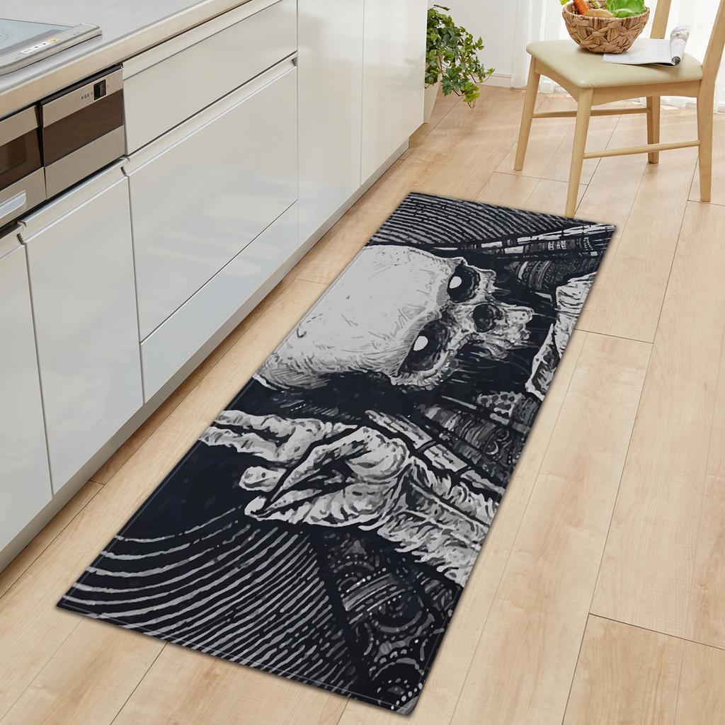 Thriller Skull Bathroom Non-Slip Floor Mat Bathroom Door Mat Kitchen Absorbent Long Living Room Carpet