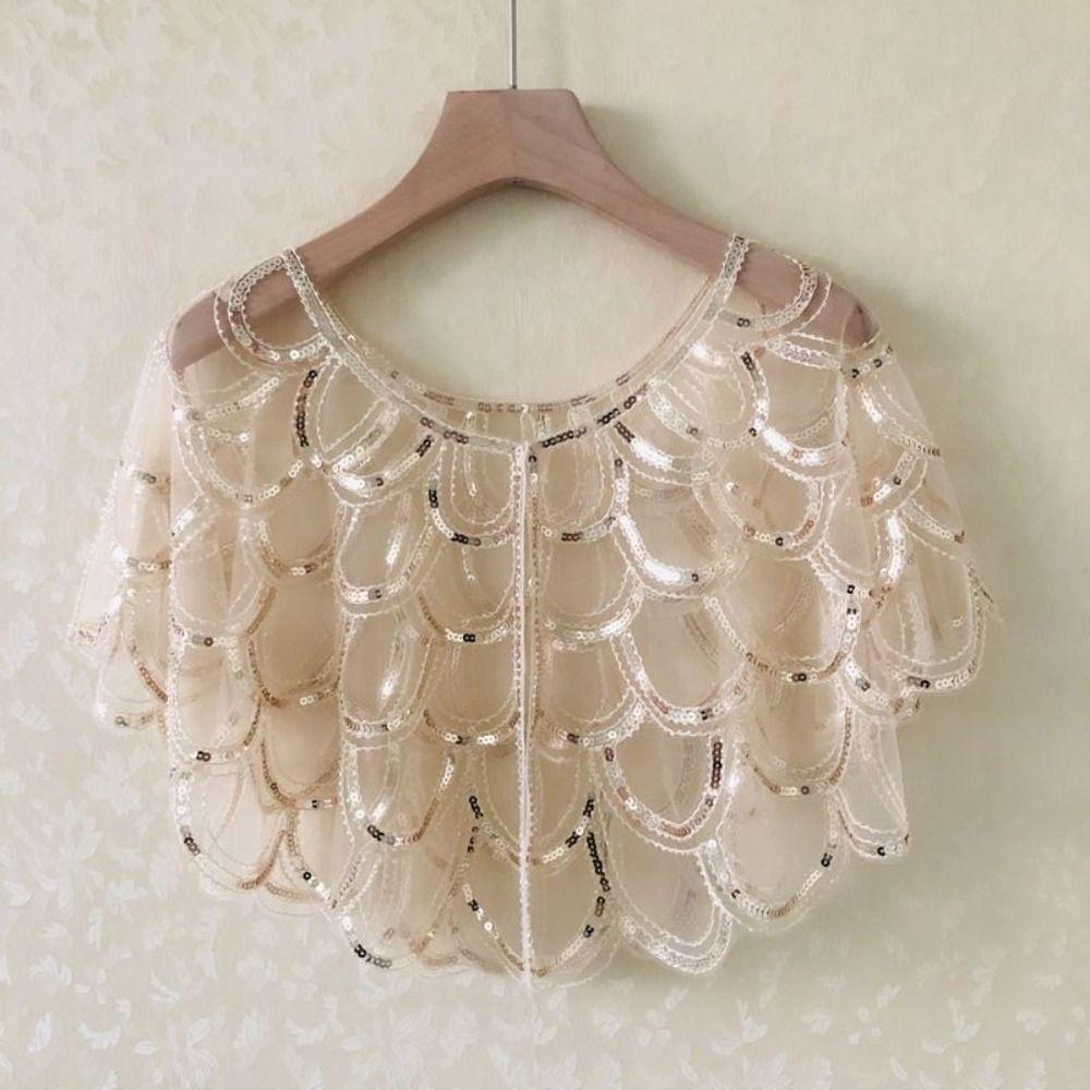 

Шаль-накидка для кондиционированной комнаты с узором рыбьей чешуи, этнический стиль, шаль с пайетками, женская Style 06