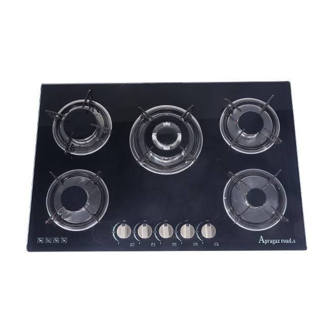 Five-Burner Tempered Glass Built-in LPG Gas Stove