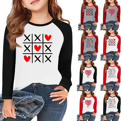 Girls Long Sleeve Love Valentine's Day T Shirts Kids Fall Tops Crewneck Basic Tees 5-14Y
