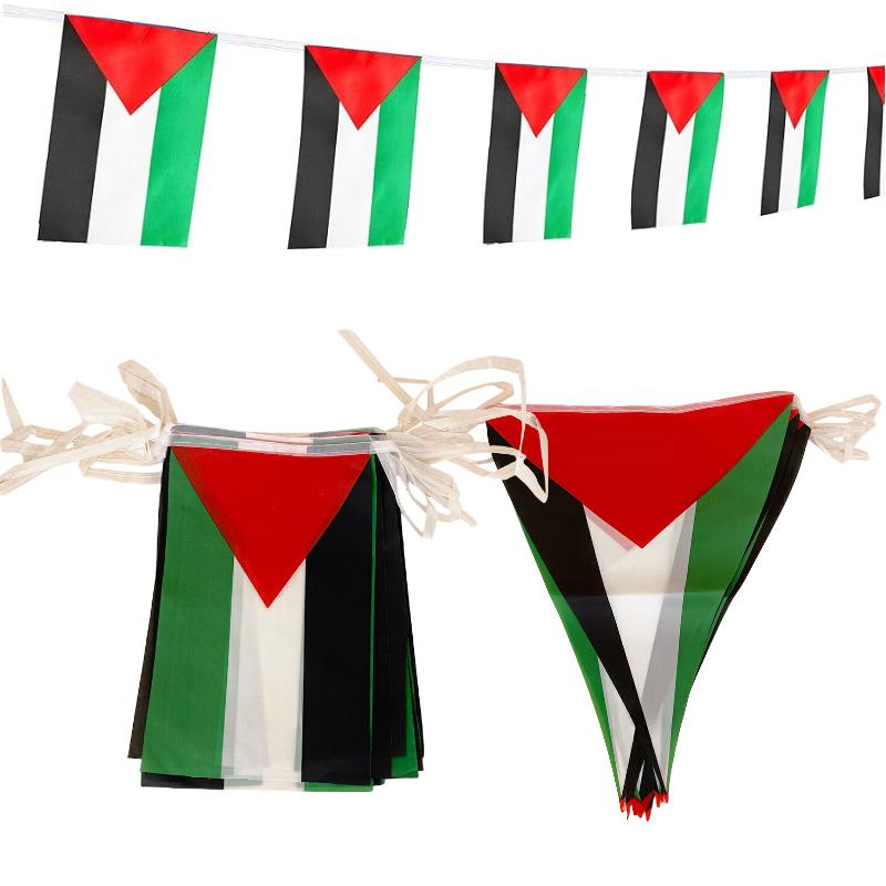 Gaza Palestine 10pcs Polyester Flag Square Triangle Shape Celebrate Festival
