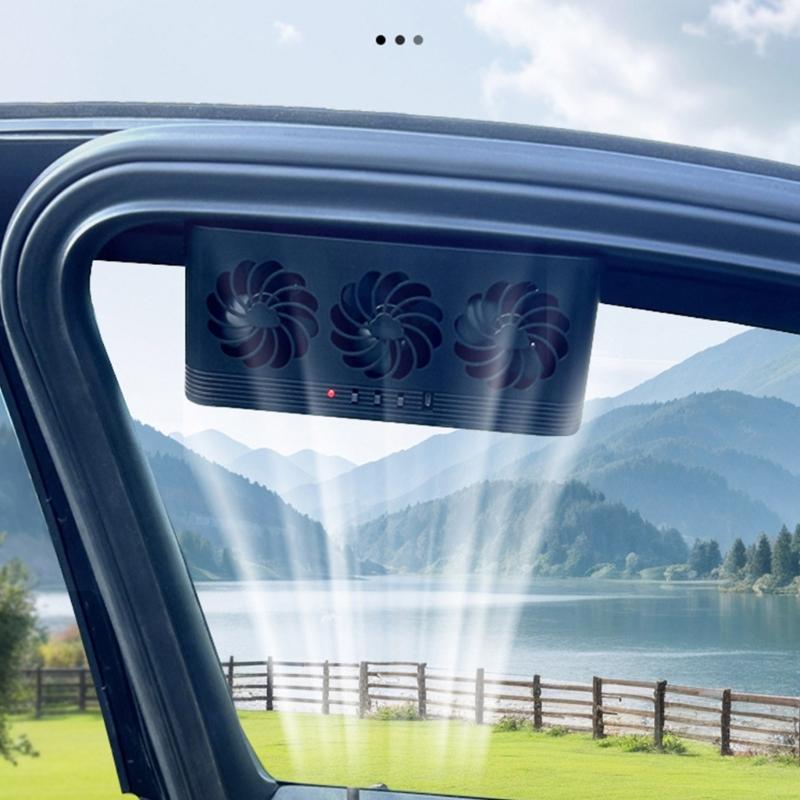 Auto Air Vent Fan Ventilation Radiator Car Cooling Fan Front Rear Window Exhaust Fan USB Charging Battery Solar Powered