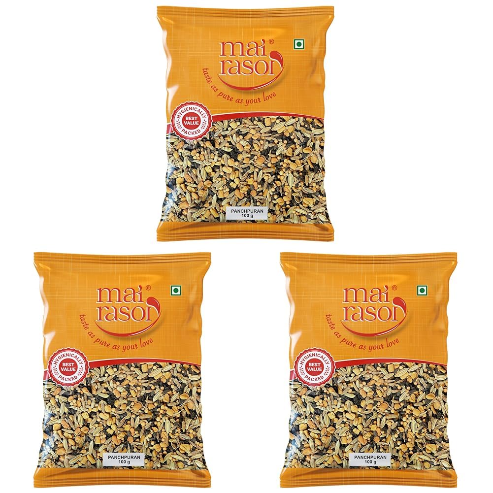 

MAI RASOI Panchpuran 5 Spice Seasoning Blend For Curries, Lentils, Pickles And Home Cooking Pack Of 3 x 100 g Mix