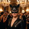 Fancy Prom Cat Women Mask BlackCosplay Half-Face Mask Cat Ear  Mask  Halloween Festival Party Mask