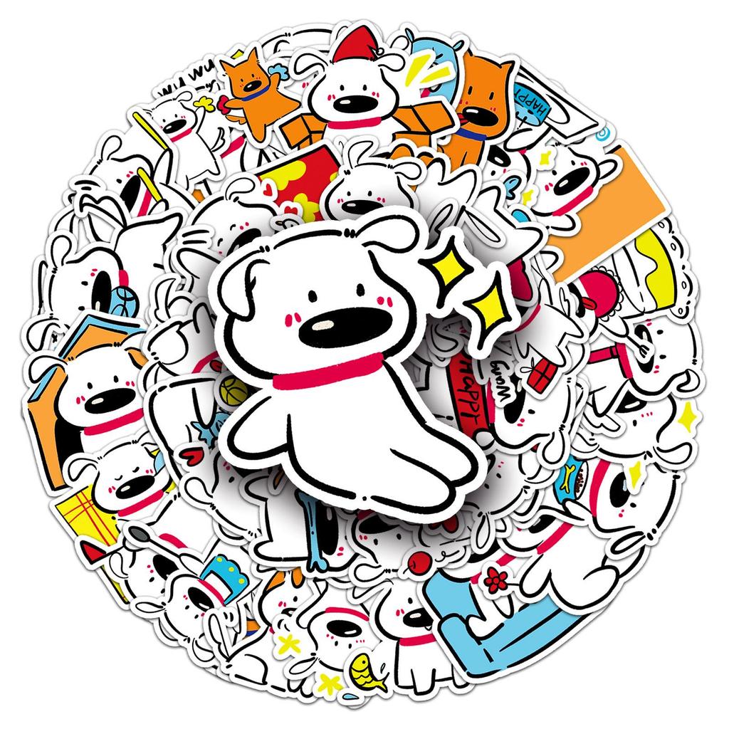 50 Cute Big-Nosed Puppy Cartoon Stickers for Suitcases and Phone Cases