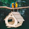 Wooden Bird House Feeder & Nest - Natural Garden Decoration with Bird Cage Villa and Parrot Swing for Outdoor Wildlife