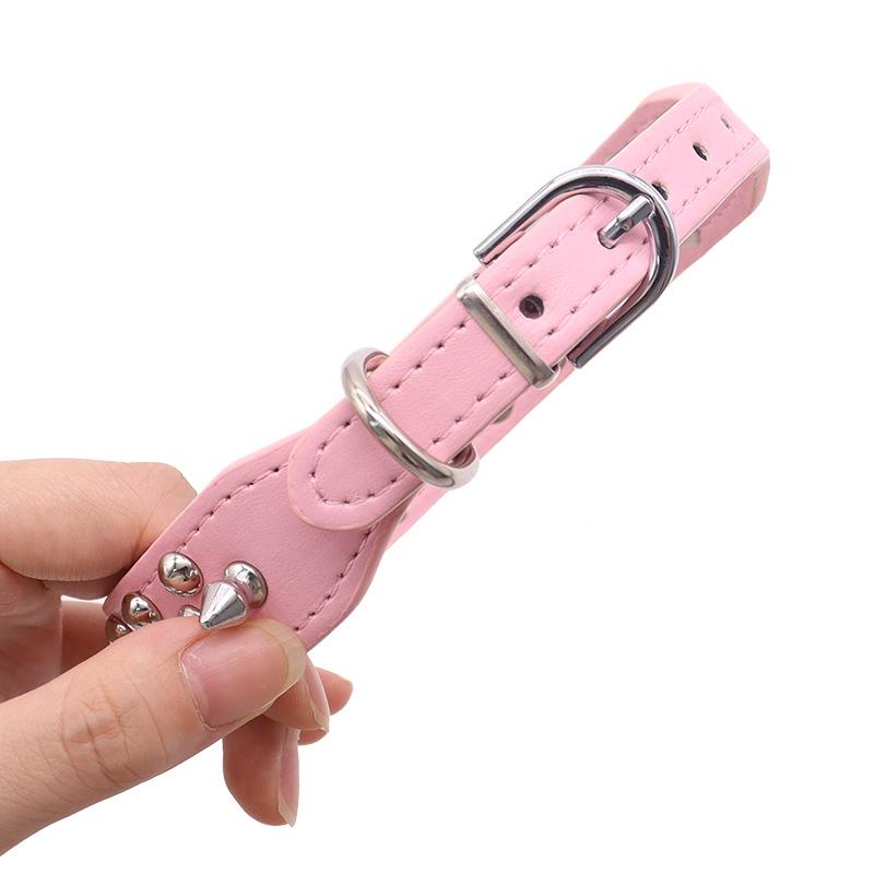 PU Dog Collar with Spike Rivet Adjustable Anti-Bite Pet Collars for Small Medium Large Dogs Bull Terrier Doberman Pinscher