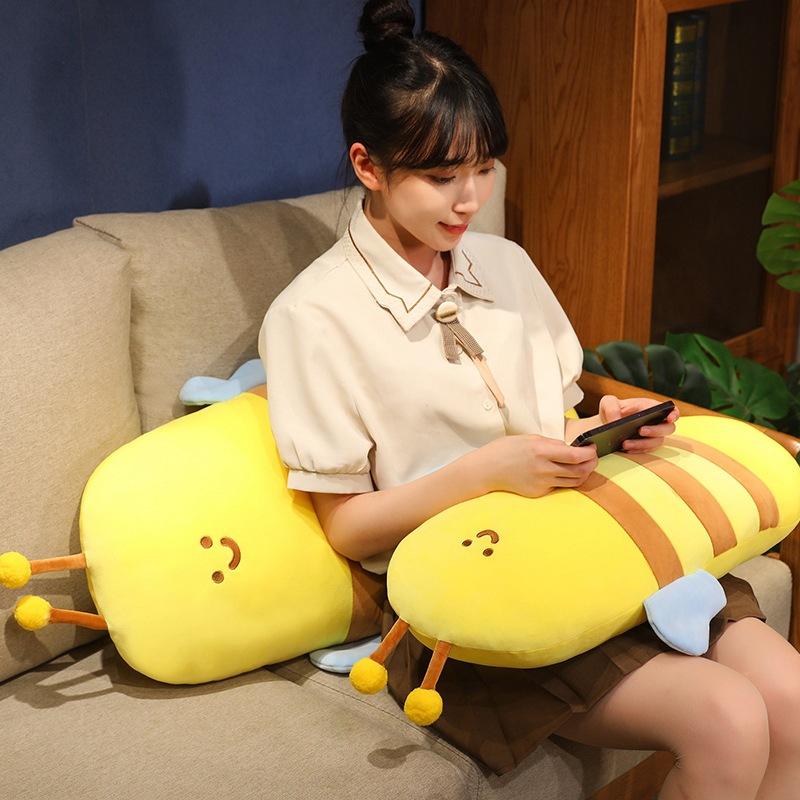 Cute Cute Bee Long Throw Pillow Plush Toy Doll Little Bee Doll Children Accompany Soothing Doll
