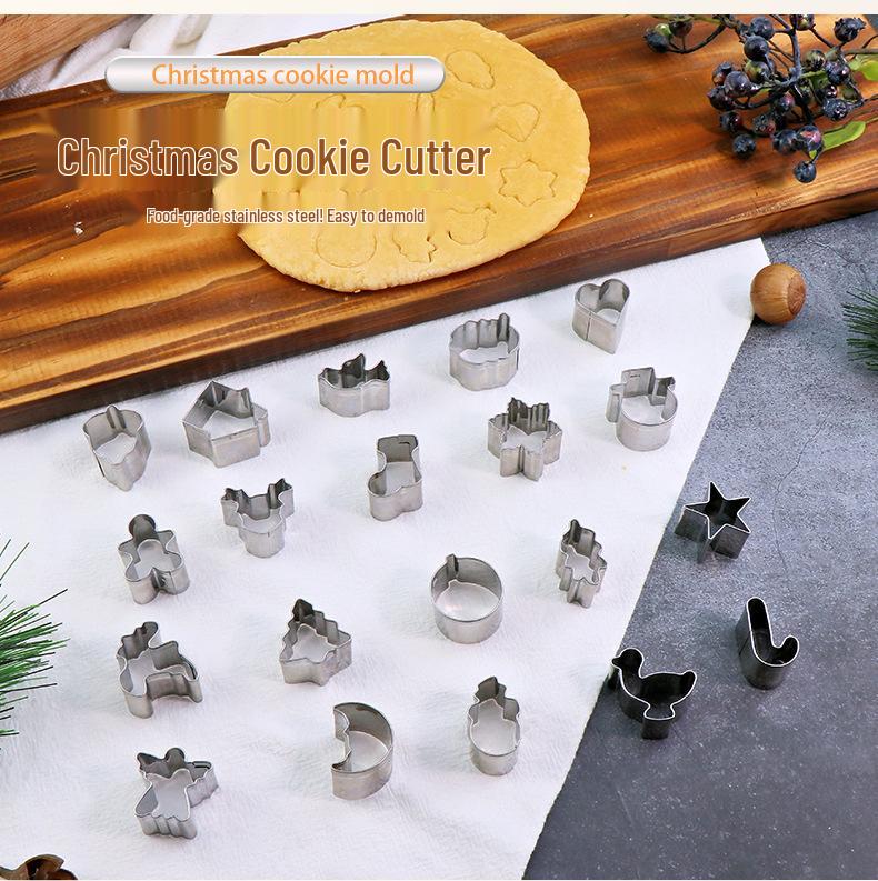 20-Piece Christmas Cookie & Cake Molds Set - DIY Stainless Steel Snowflake & Tree Designs