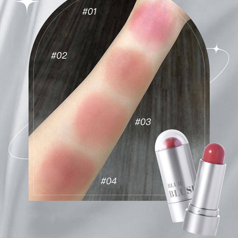 Silver Tube Blush Stick Moisturizing Haze Lips and Cheeks Dual-purpose Blush Cream Color Showing Natural Matte Solid Blush Creams Rouge Lipstick 7g