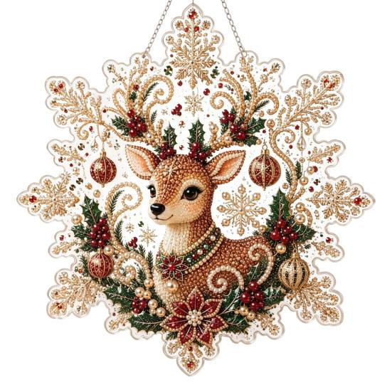 Lightweight Durable Acrylic Ornaments Christmas Pendant with Metal Chain, Double-sided Printed 2D Snowflake Indoor Wall And Window Decorations
