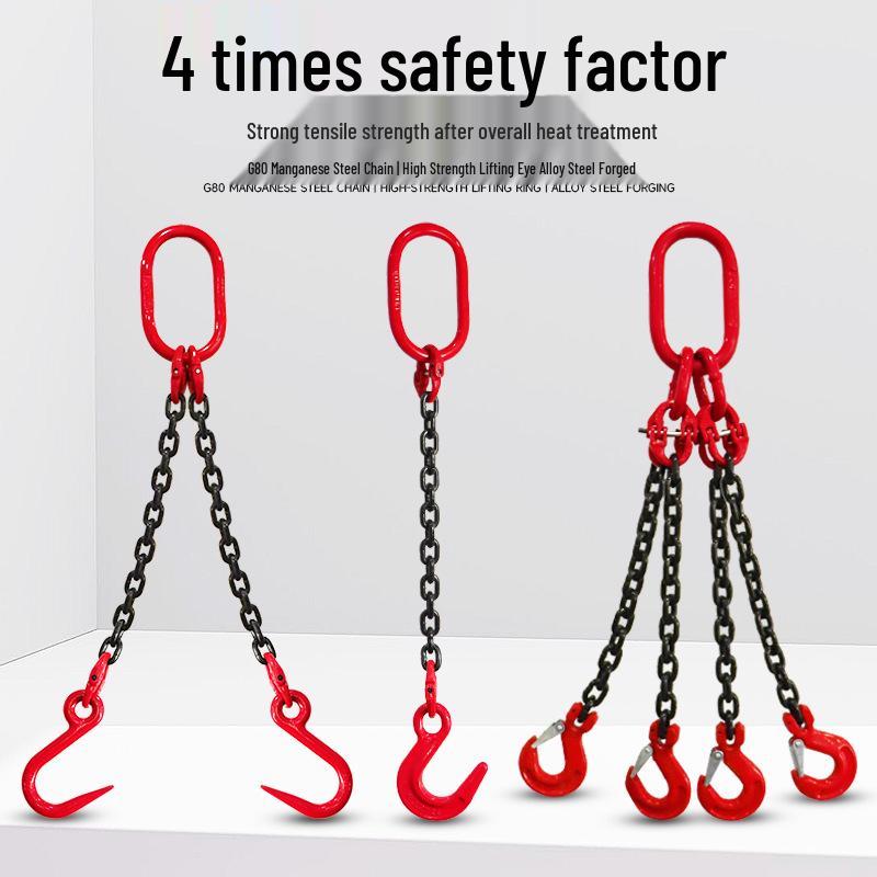 Single-Leg Double Hook G80 Manganese Steel Chain Sling Set