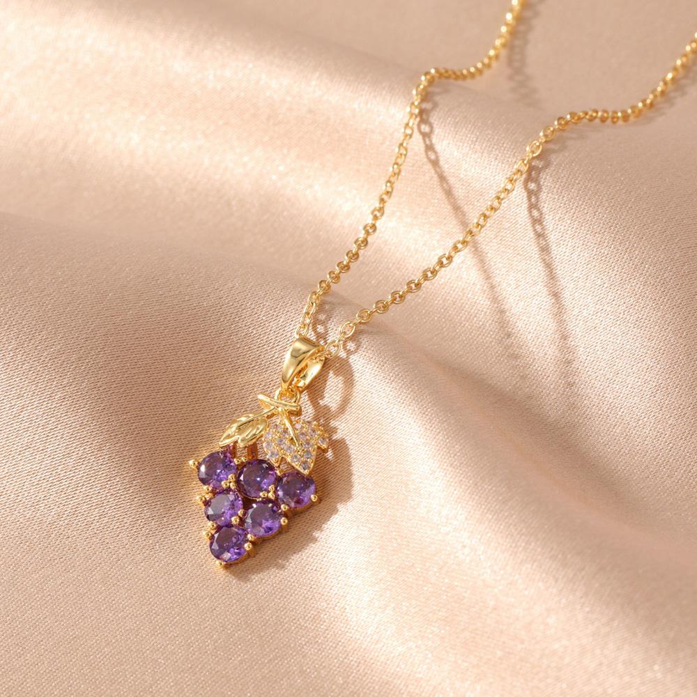 Summer Tropical Fruit Pendant Necklace Women Collar Accessories Fashion Gold Color Stainless Steel Necklaces Trendy Zircon Gift
